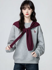 Gray Pullover Crewneck Loose Fit Sweatshirt