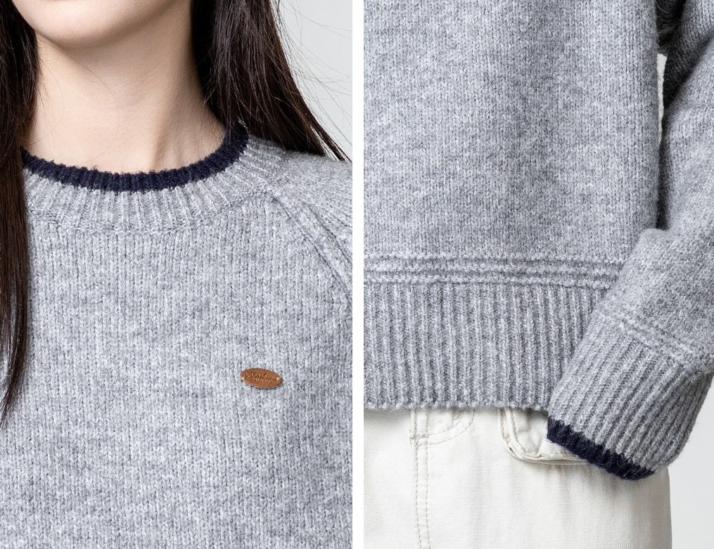 Gray Thick Knit Pullover Sweater
