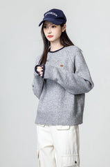 Gray Thick Knit Pullover Sweater