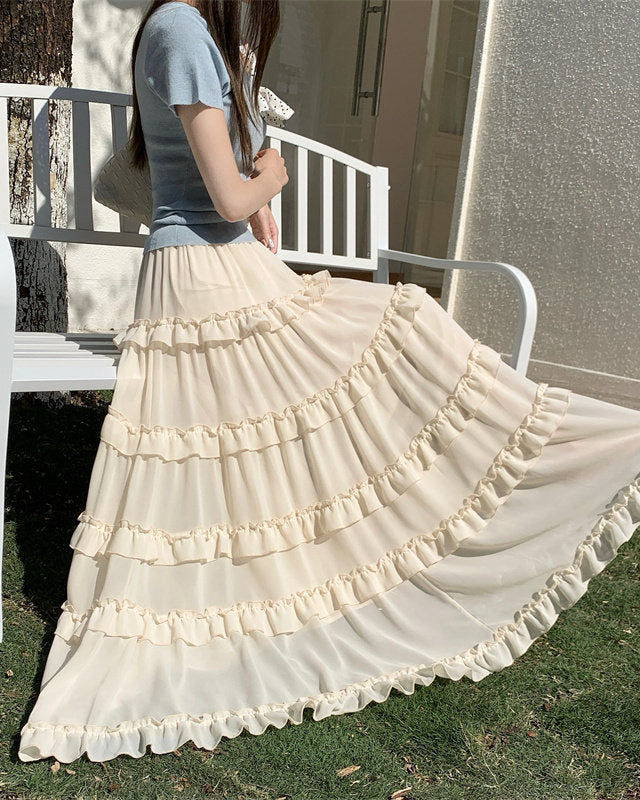 Green A-Line Maxi Skirt