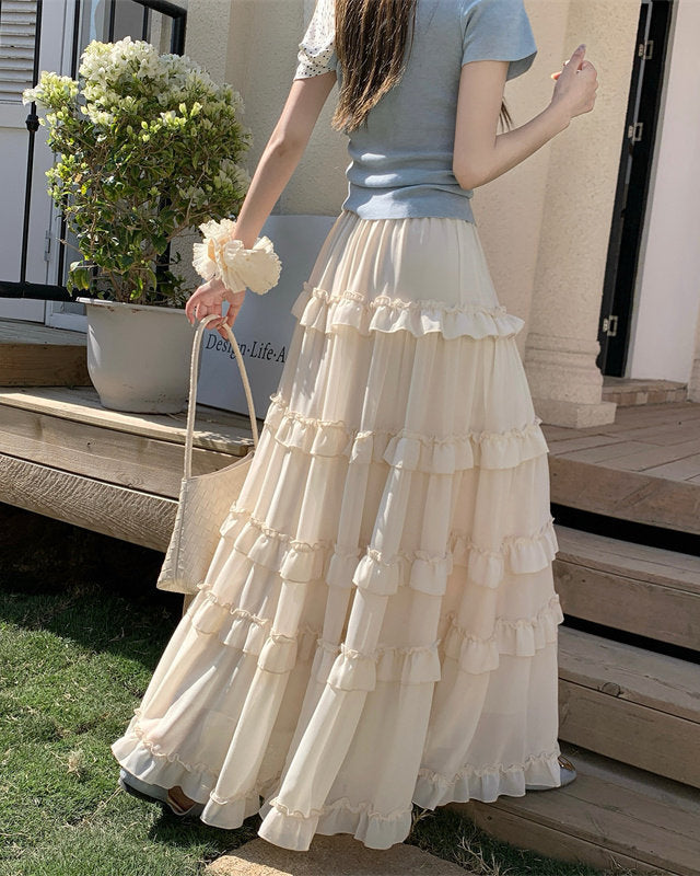 Green A-Line Maxi Skirt