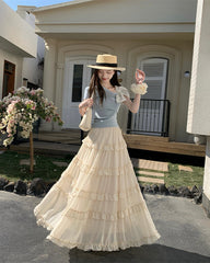 Green A-Line Maxi Skirt