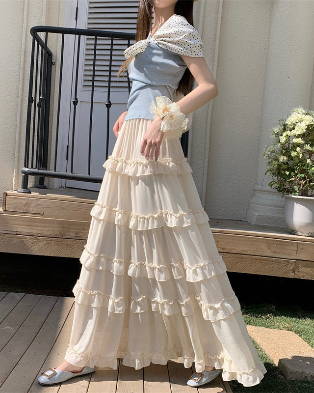 Green A-Line Maxi Skirt