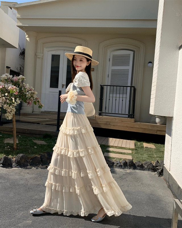 Green A-Line Maxi Skirt