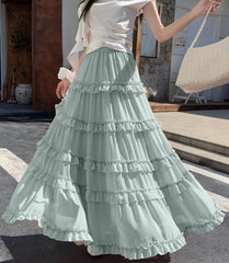 Green A-Line Maxi Skirt