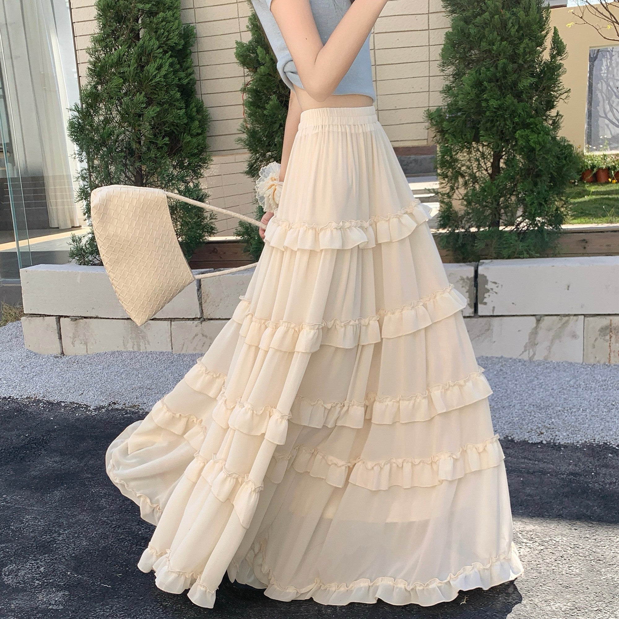 Green A-Line Maxi Skirt