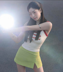 Green A-Line Mini Skirt