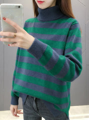 Green And Blue Turtleneck Sweater
