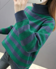 Green And Blue Turtleneck Sweater