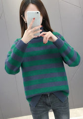 Green And Blue Turtleneck Sweater