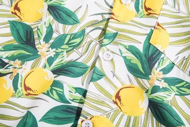 Green And Yellow Lemon Pattern Shirt