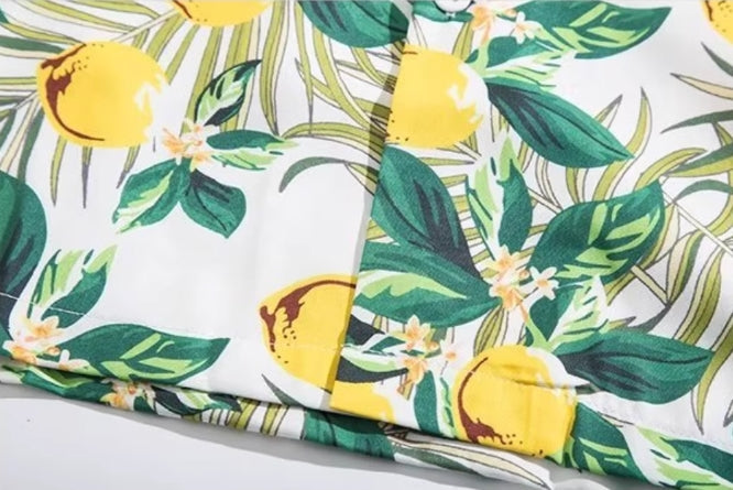 Green And Yellow Lemon Pattern Shirt