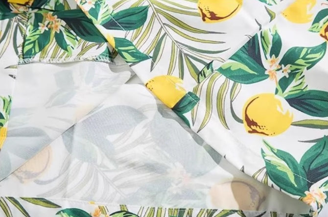 Green And Yellow Lemon Pattern Shirt
