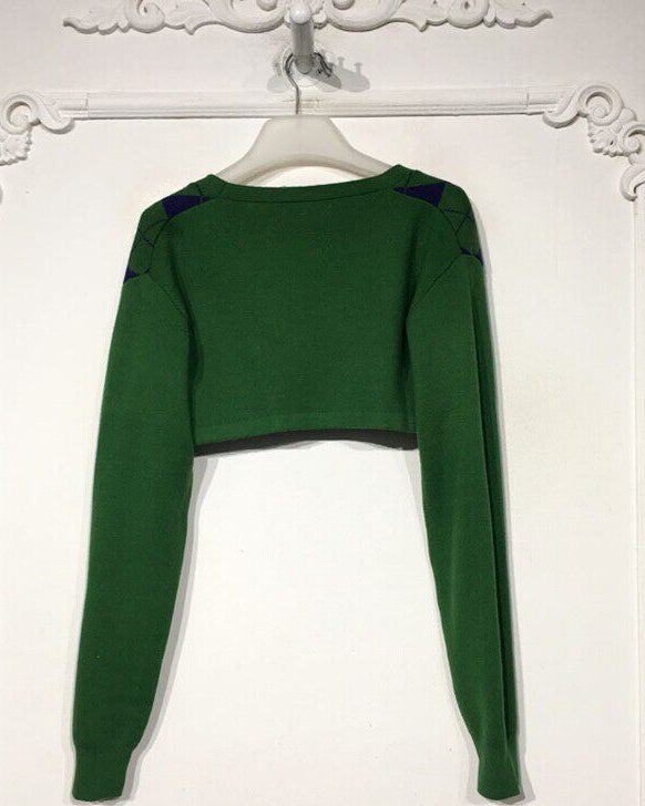 Green Argyle Cardigan Set