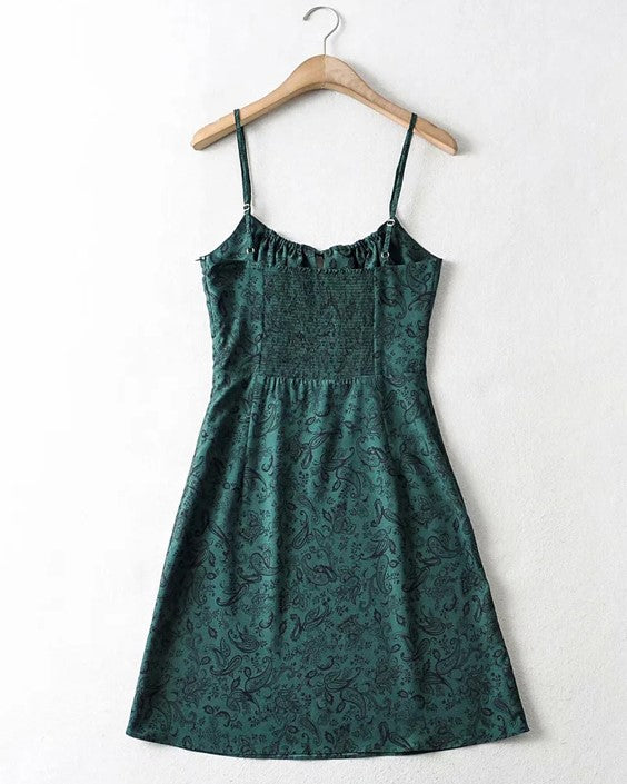 Green Bandana Pattern Sling Dress