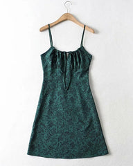 Green Bandana Pattern Sling Dress
