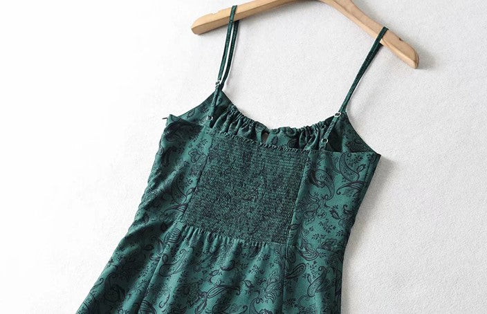 Green Bandana Pattern Sling Dress