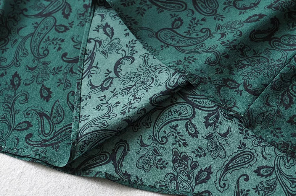 Green Bandana Pattern Sling Dress