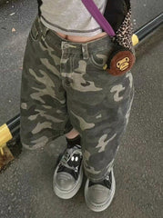 Green Camouflage Denim Short