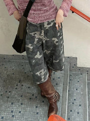 Green Camouflage Denim Short