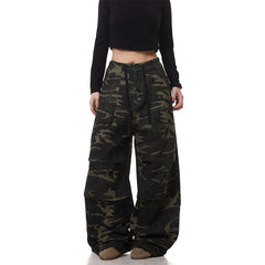 Green Camouflage Drawstring Pants
