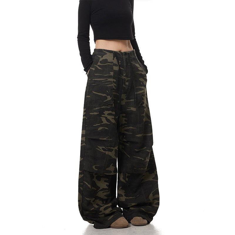Green Camouflage Drawstring Pants