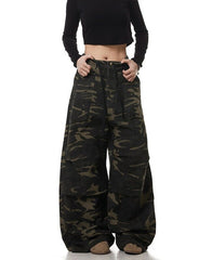 Green Camouflage Drawstring Pants