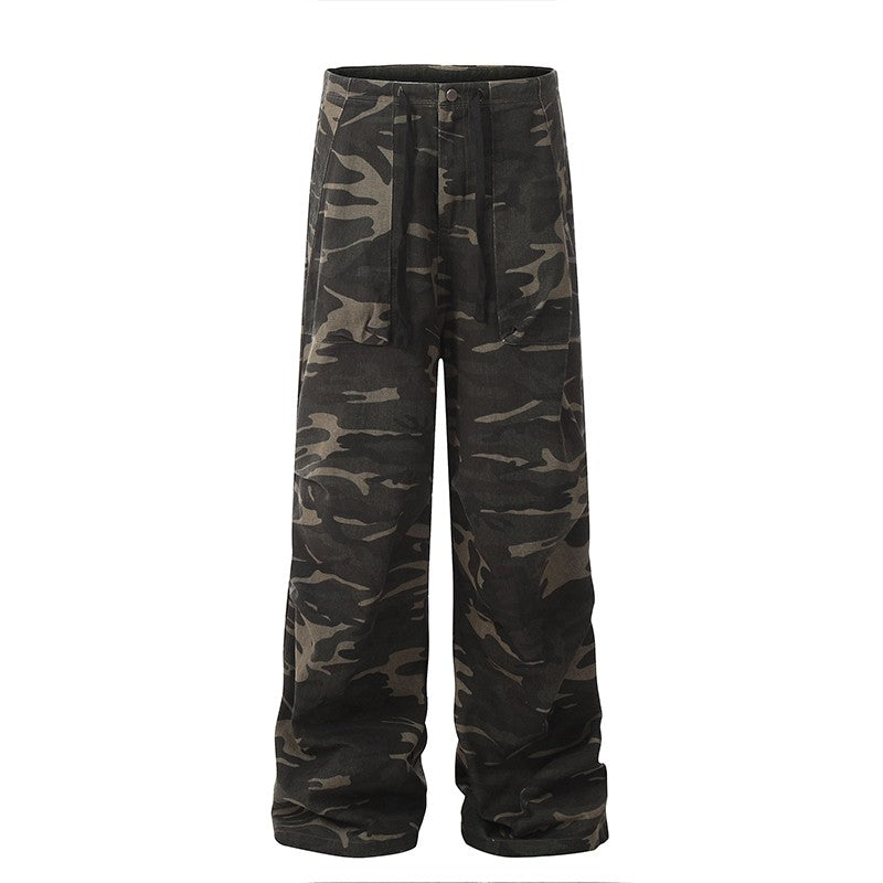 Green Camouflage Drawstring Pants