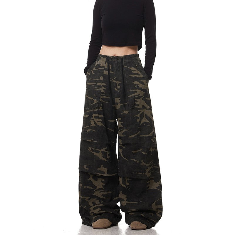 Green Camouflage Drawstring Pants