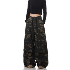 Green Camouflage Drawstring Pants