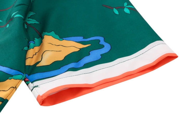 Green Cartoon Print Short Sleeve Shirt