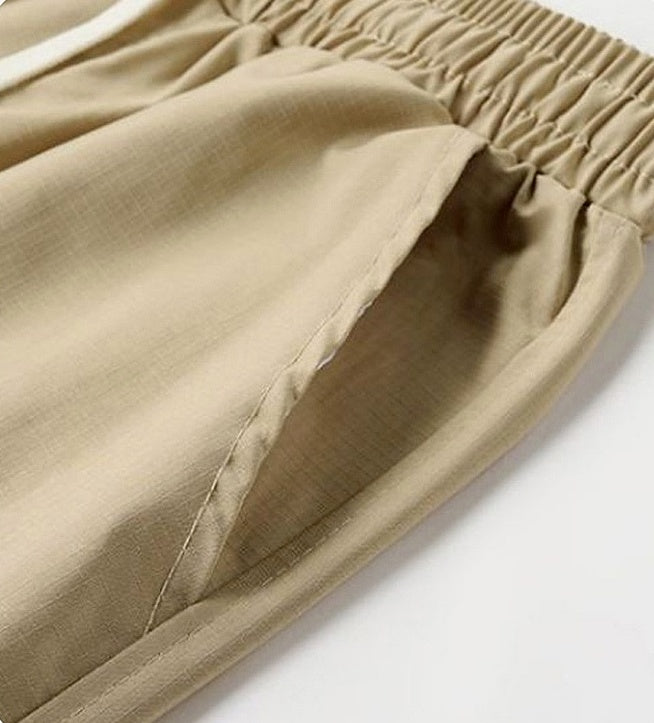 Beige Color Block Sweatpants