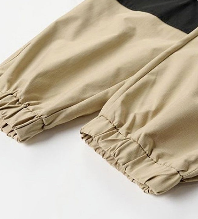 Beige Color Block Sweatpants