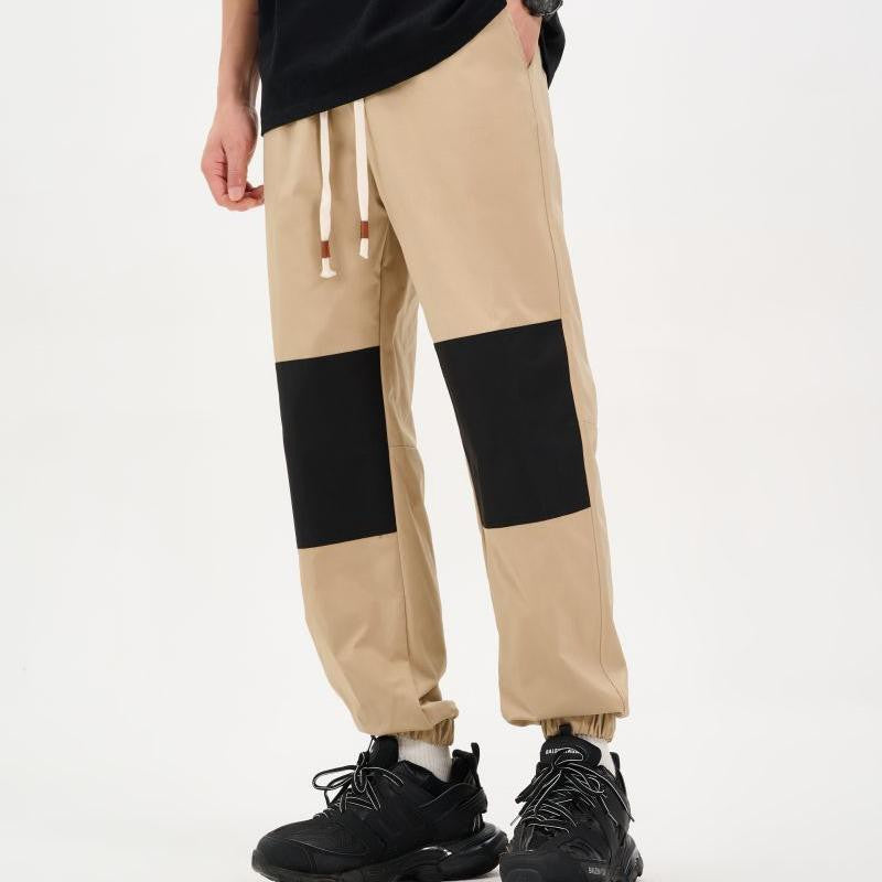 Beige Color Block Sweatpants