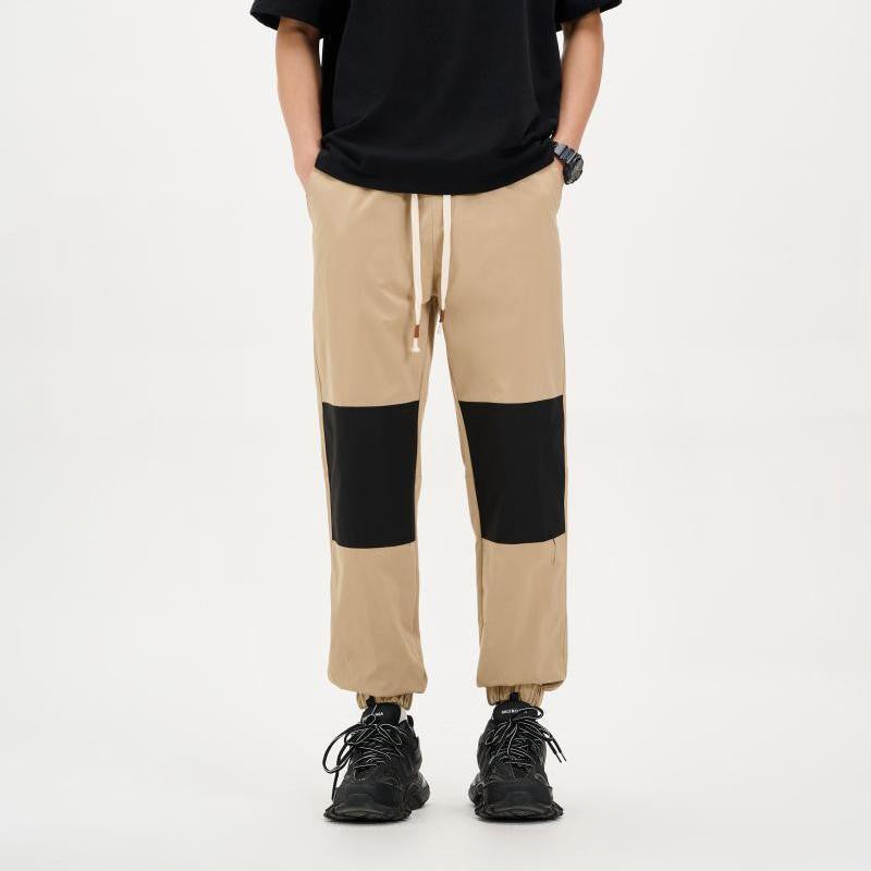 Beige Color Block Sweatpants