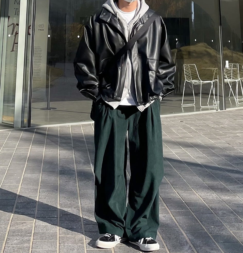 Green Corduroy Baggy Pants