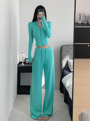 Green Cozy Fit-Body Pants
