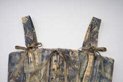 Green Denim Style Lace-Up Corset Top