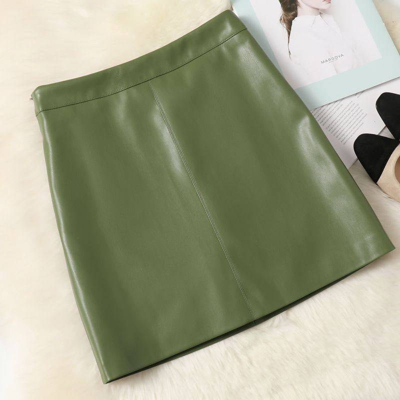 Green Faux Leather Mini Skirt