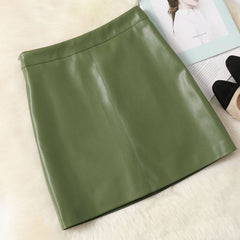 Green Faux Leather Mini Skirt