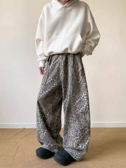 Green Leopard Accent Baggy Pants