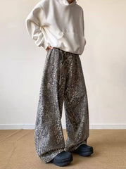 Green Leopard Accent Baggy Pants