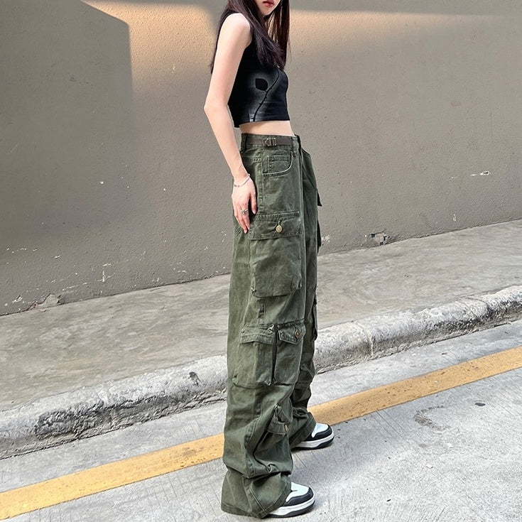 Green Multi-Pockets Cargo Pants