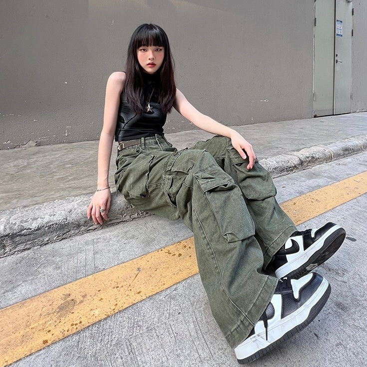 Green Multi-Pockets Cargo Pants