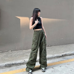 Green Multi-Pockets Cargo Pants
