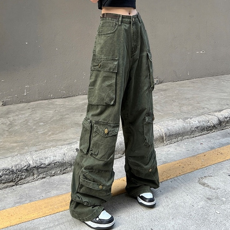 Green Multi-Pockets Cargo Pants