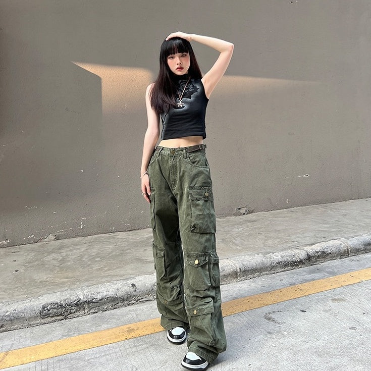 Green Multi-Pockets Cargo Pants