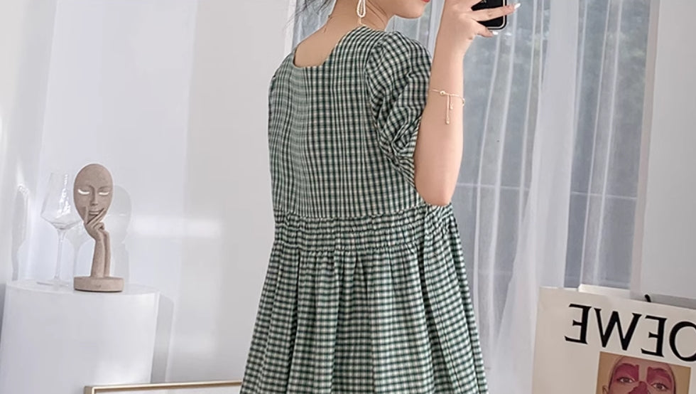 Green Plaid Doll Dress