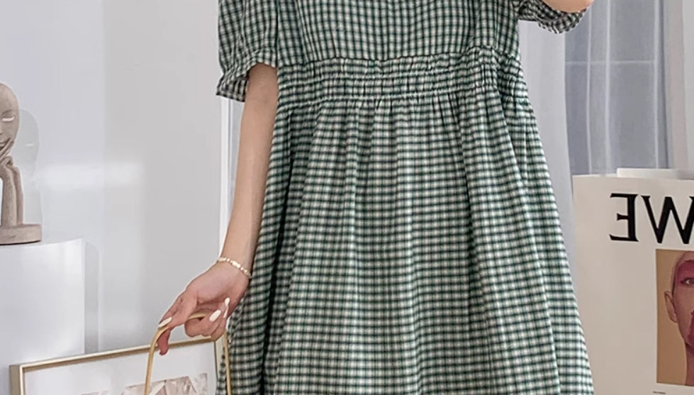 Green Plaid Doll Dress