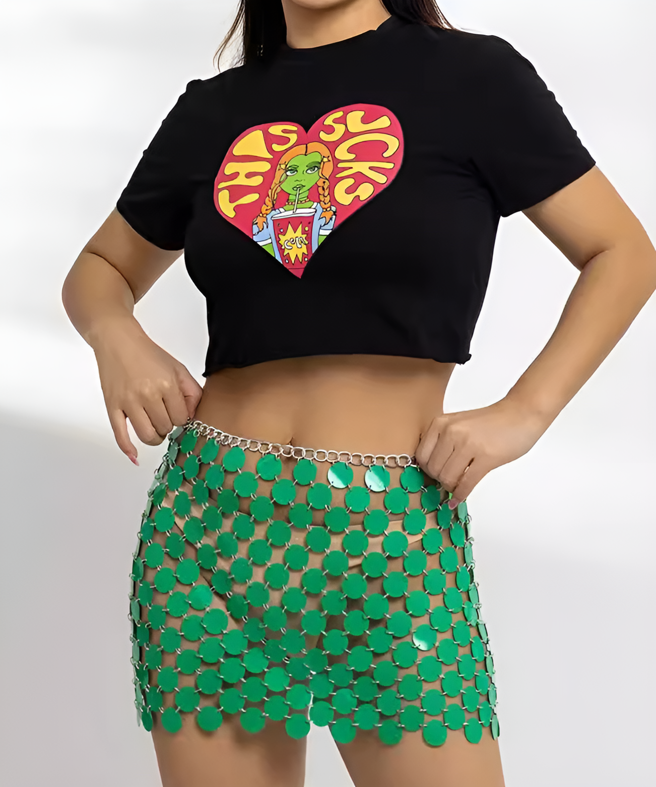 Green Sequins Skirt